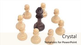  Presentation with chessboard - PPT layouts having black king surrounded by white pawns wooden chess piece on chessboard background and a lemonade colored foreground