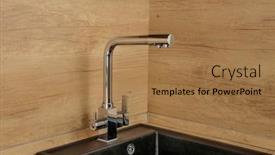  Presentation with kitchen appliance - Amazing slide deck having black-kitchen-sink-and-tap backdrop and a coral colored foreground