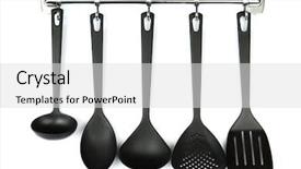  Presentation with black diamond silver glitter sparkle - Presentation design with black kitchen utensils on silver background and a light gray colored foreground