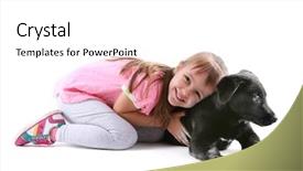  Presentation with puppy - PPT layouts consisting of black labrador - little cute girl with puppy background and a white colored foreground