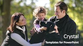  Presentation with black family - Audience pleasing theme consisting of black labrador - portrait of a smiling family backdrop and a dark gray colored foreground