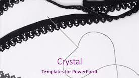  Presentation with yarn - Presentation featuring black lace with needle background and a sky blue colored foreground