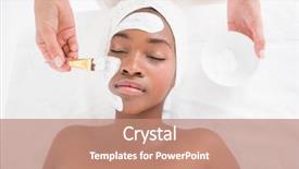  Presentation with customer service face of pretty - Presentation theme consisting of black lady - pretty woman getting a facial background and a coral colored foreground