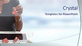  Presentation with house key - Presentation theme featuring black lady with a house background and a sky blue colored foreground