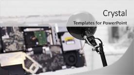  Presentation with multimedia service center - Presentation theme enhanced with black lamp in service center background and a light gray colored foreground