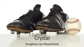  Presentation with vintage baseball - Slide deck with mother with children having tea at pergola background and a light gray colored foreground.