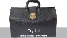  Presentation with leather bag - PPT theme with black leather doctor briefcase background and a dark gray colored foreground
