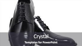  Presentation with leather shoes - Audience pleasing PPT theme consisting of black leather executive shoes clipping path included backdrop and a dark gray colored foreground