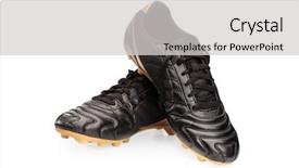  Presentation with leather shoes - Theme enhanced with newsoccer - pair of black leather soccer background and a light gray colored foreground