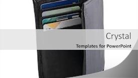  Presentation with leather - Presentation design featuring black leather wallet isolated on white background background and a light gray colored foreground