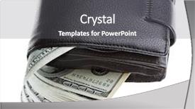  Presentation with leather - Audience pleasing slide set consisting of black leather wallet with dollars backdrop and a dark gray colored foreground