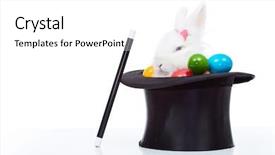  Presentation with rabbit - PPT layouts with black magic - cute white rabbit with colorful background and a white colored foreground