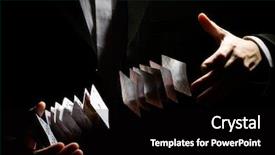  Presentation with black magic - Slide deck consisting of black magic - man showing a playing-card trick background and a black colored foreground