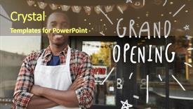  Presentation with coffee shop - Presentation with black male business owner outside background and a tawny brown colored foreground