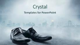  Presentation with shoe - Presentation with black male classic shoe background and a sky blue colored foreground