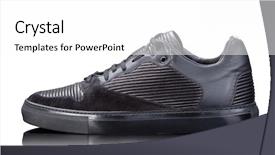  Presentation with sneakers - Slide set with black male leather sneakers isolated on white background background and a white colored foreground