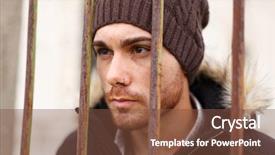  Presentation with wool - Presentation theme enhanced with black male prison - attractive guy behide the bars background and a tawny brown colored foreground