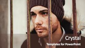  Presentation with frp bars - PPT layouts with black male prison - attractive guy behide the bars background and a  colored foreground