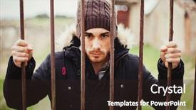  Presentation with wool - Cool new theme with black male prison - attractive guy behide the bars backdrop and a  colored foreground