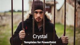  Presentation with wool - PPT layouts enhanced with black male prison - attractive guy behide the bars background and a  colored foreground
