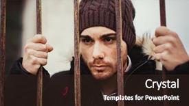  Presentation with frp bars - PPT layouts consisting of black male prison - attractive guy behide the bars background and a  colored foreground