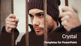  Presentation with ice candy bars - Cool new PPT layouts with black male prison - attractive guy behide the bars backdrop and a  colored foreground