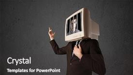  Presentation with head - PPT layouts featuring black male prison handcuff - business man with monitor screen background and a dark gray colored foreground