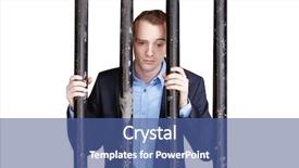  Presentation with frp bars - Amazing presentation theme having black male prison handcuff - businessman behind bars backdrop and a ocean colored foreground
