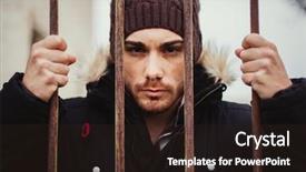  Presentation with wool - Slide deck with black male prison justice - attractive guy behide the bars background and a  colored foreground