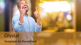  Presentation with wow - Presentation design featuring black males - african american man with beard background and a gold colored foreground