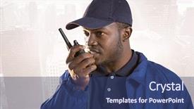  Presentation with security guard - Presentation theme with black males - digital composite of security guard background and a ocean colored foreground