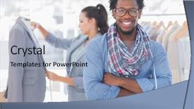  Presentation with measuring - PPT layouts consisting of black males - fashion designer posing while his background and a light blue colored foreground