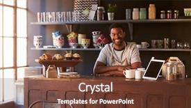  Presentation with coffee shop - Beautiful presentation featuring black males - portrait of male coffee shop backdrop and a tawny brown colored foreground