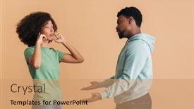  Presentation with black man - Theme having black-man-and-woman-expressing background and a coral colored foreground