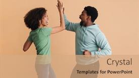  Presentation with black man - Theme consisting of black-man-and-woman-rejoicing background and a coral colored foreground