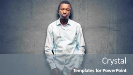  Presentation with overworked - Slide set featuring black man consultant of call center with sleepy expression being overworked and tired background and a gray colored foreground