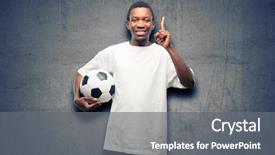  Presentation with wow - Colorful slide deck enhanced with black man holding soccer ball backdrop and a gray colored foreground