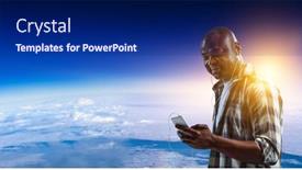  Presentation with black man - Amazing slide set having black-man-in-casual-clothes backdrop and a navy blue colored foreground