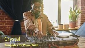  Presentation with black man - Presentation theme consisting of black-man-in-stylish-casualwear background and a tawny brown colored foreground