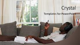  Presentation with african music - Beautiful presentation design featuring black man listening to music backdrop and a  colored foreground