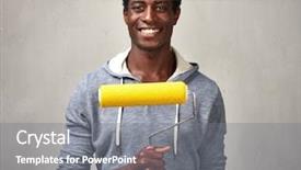  Presentation with black man - PPT theme with black man with painting roller background and a gray colored foreground
