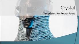  Presentation with supply chain lean - Presentation theme enhanced with history clothing - costume viking helmet with chain background and a  colored foreground