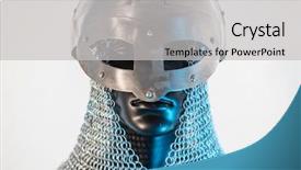  Presentation with chain - Presentation theme consisting of history clothing - metal viking helmet with chain background and a light gray colored foreground