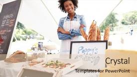  Presentation with food market - Cool new theme with black marketing - female bakery stall holder backdrop and a lemonade colored foreground