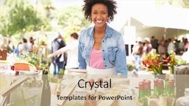  Presentation with quitting soft drink - Audience pleasing presentation theme consisting of black marketing - woman selling soft drinks backdrop and a soft green colored foreground