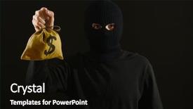  Presentation with corruption - PPT layouts featuring black mask with money background and a  colored foreground