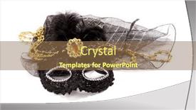  Presentation with masquerade mask - Beautiful presentation theme featuring black-masquerade-mask-with-feathers backdrop and a tawny brown colored foreground