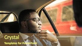  Presentation with black men - Cool new PPT theme with black men - businessman travelling in a taxi backdrop and a tawny brown colored foreground