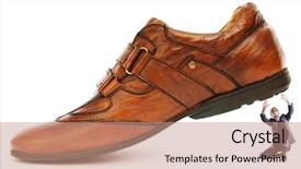  Presentation with shoes - Cool new presentation theme with black men discrimination - woman domination concept with shoes backdrop and a  colored foreground