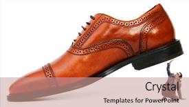  Presentation with shoes - Presentation theme having black men discrimination - woman domination concept with shoes background and a  colored foreground